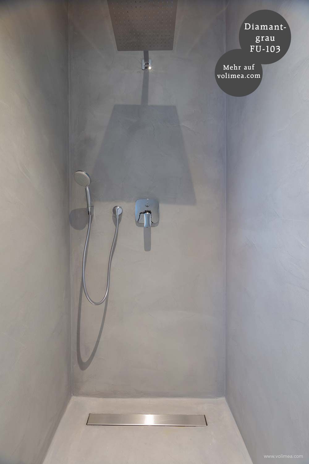 Futado Wand und Bodenbeschichtung in der Dusche Diamantgrau FU-103